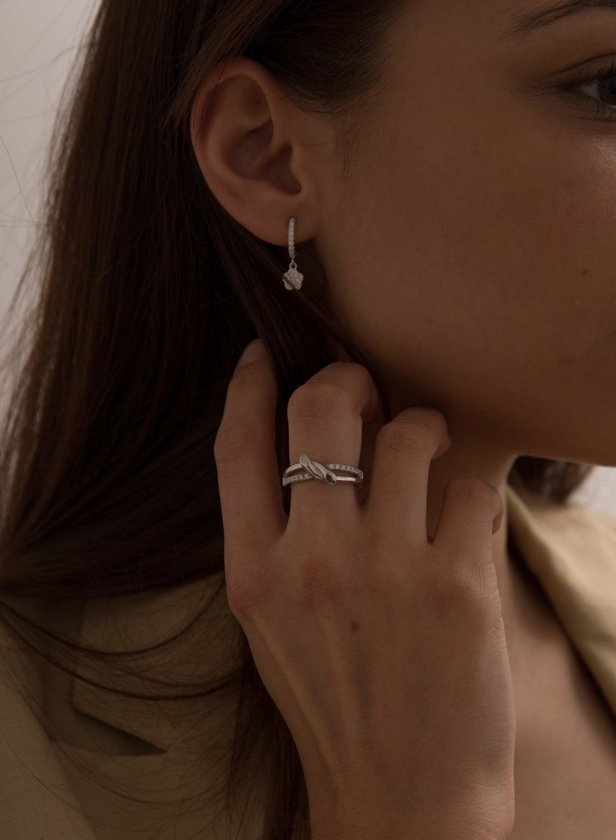 Ring - Thin rings with knot motif and zircons