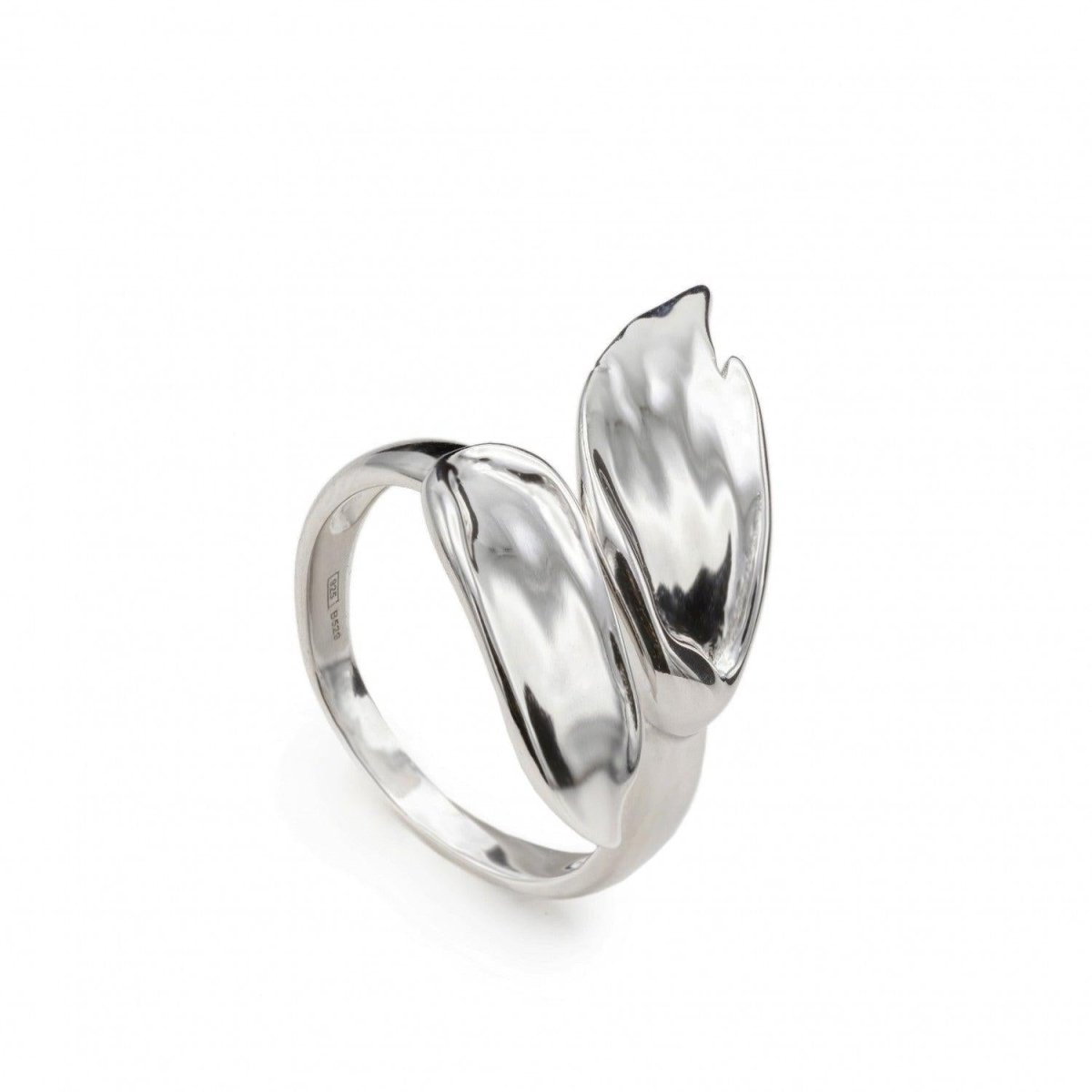 Ring - Double brushstroke design rings in plain silver