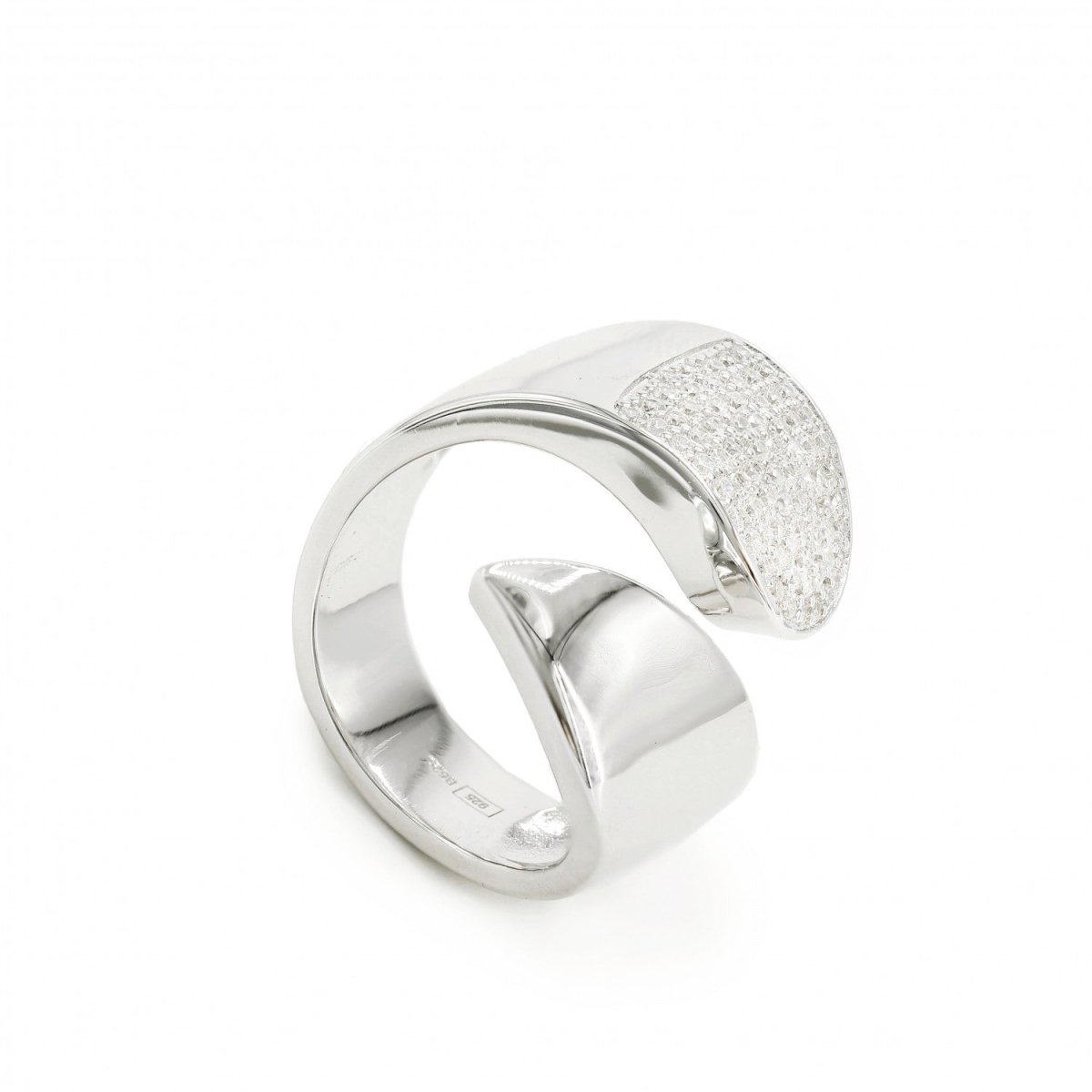 Ring - Large rings irregular open design with zirconias
