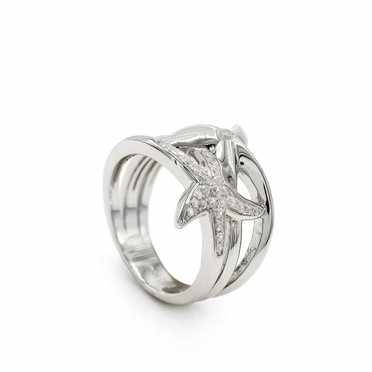 Ring - Big rings in silver double star motive