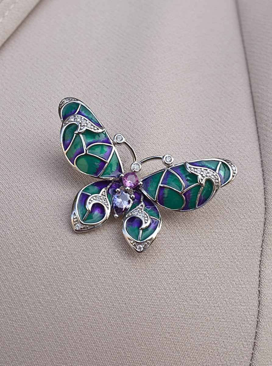 Butterfly design silver brooch - LINEARGENT