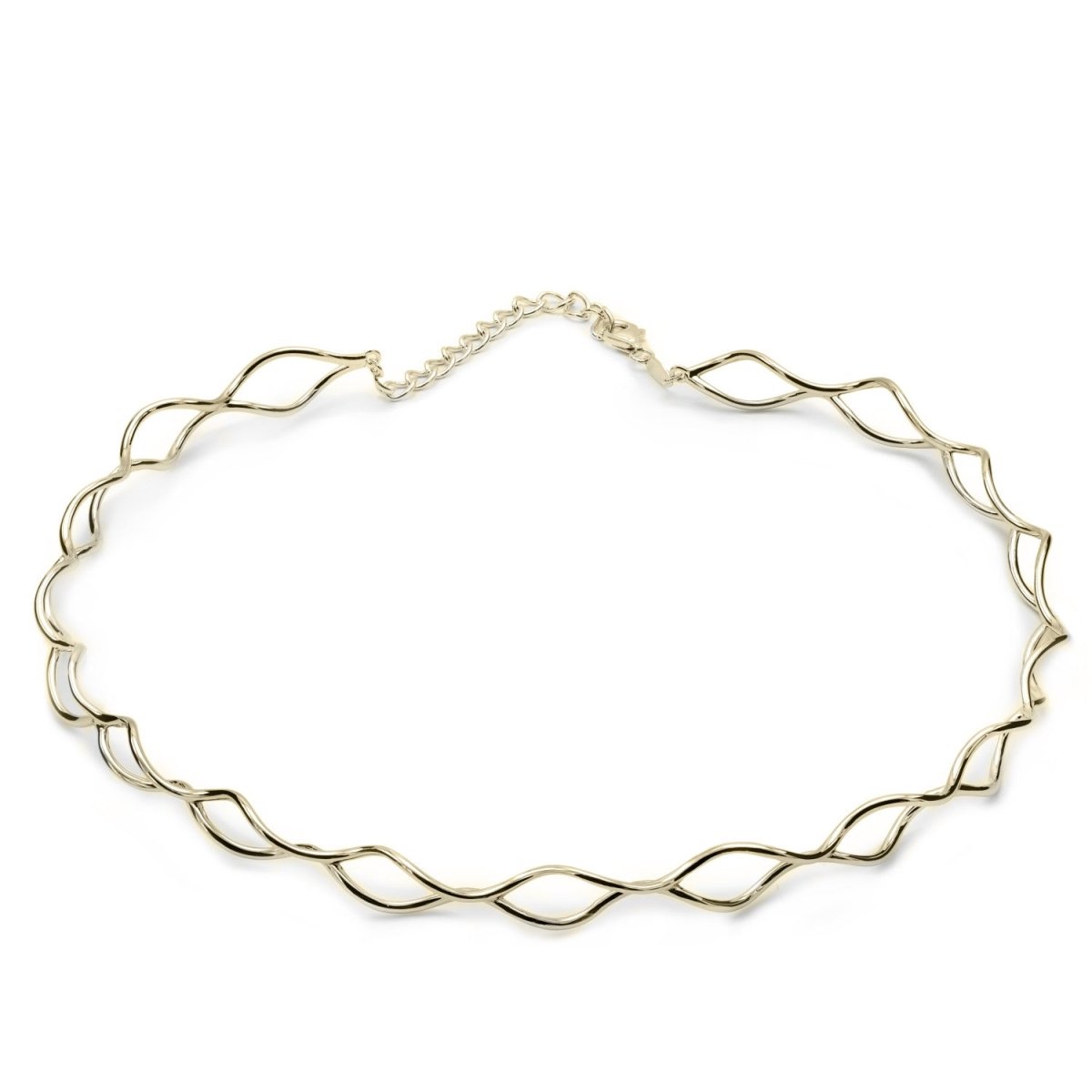 Rigid gold plated silver zig zag choker - LINEARGENT