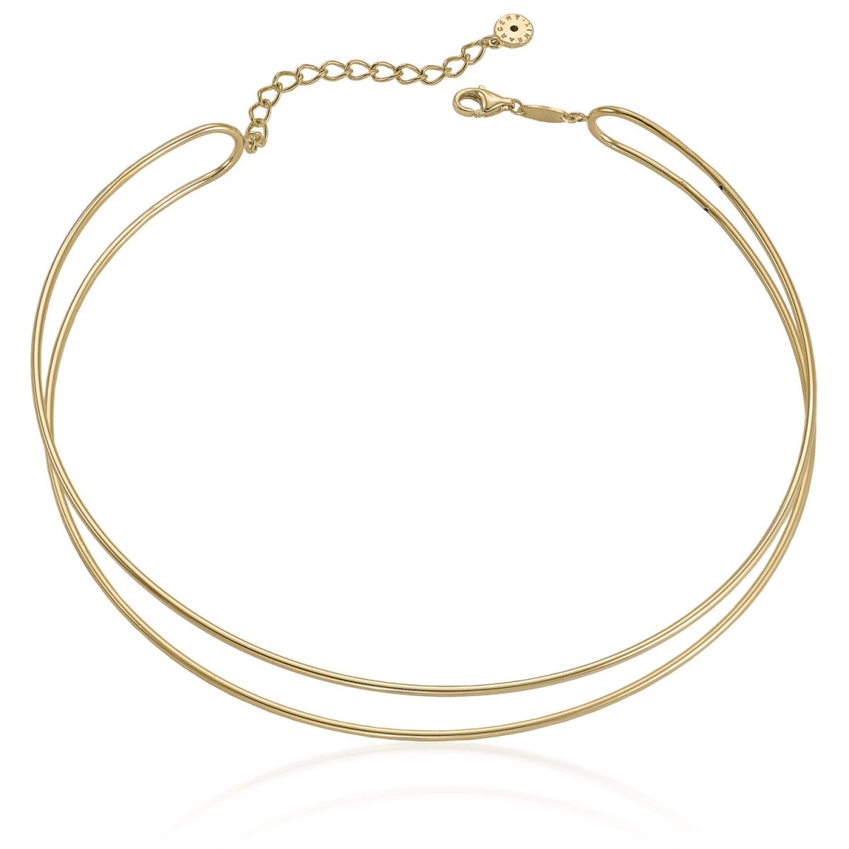 Rigid double rail gold plated silver choker - LINEARGENT