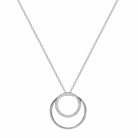 Collar · Colgante brillante diseño de doble círculo con circonitas