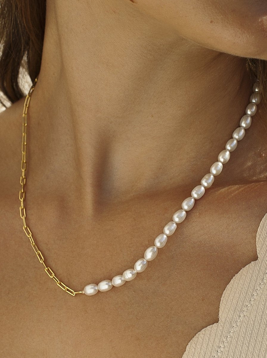 Colgante perlas diseño dividido de eslabones - LINEARGENT