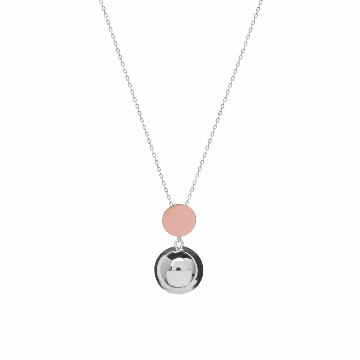 Necklace - Bicolor plain silver pendants with two-piece design