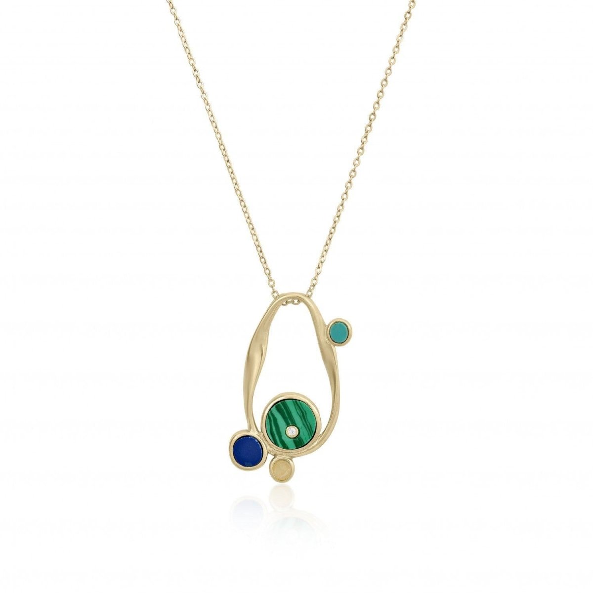Necklace - Necklaces with stones irregular oval golden design