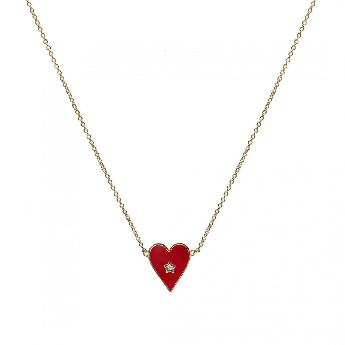 Collar · Colgantes pequeños diseño de corazón con esmalte rojo