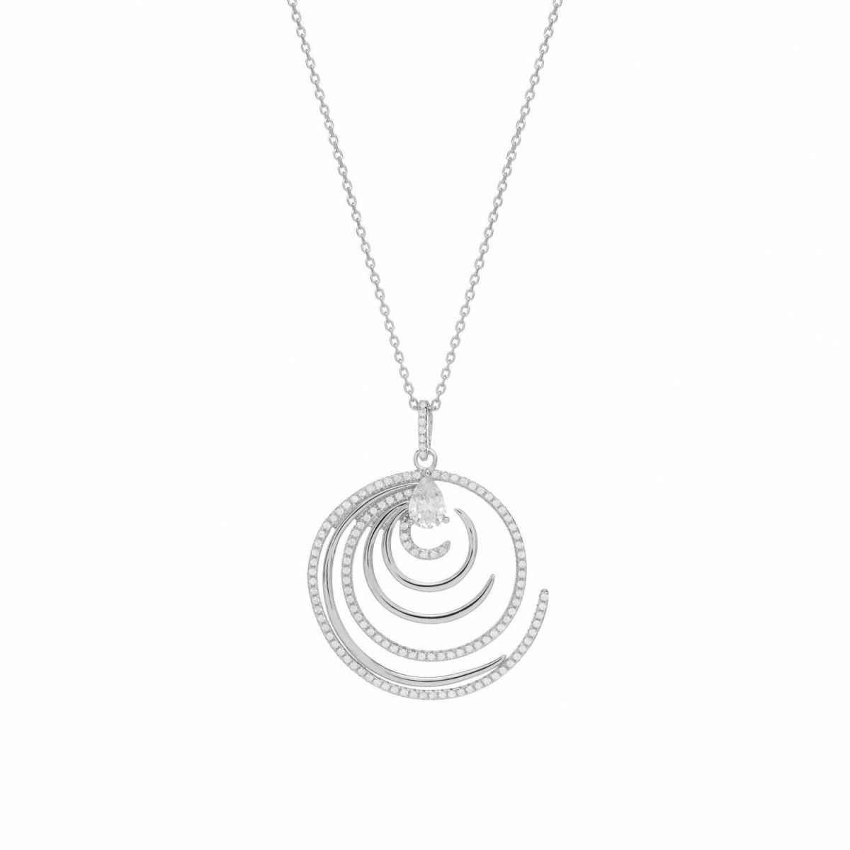 Collar · Colgantes grandes de plata diseño espiral brillante