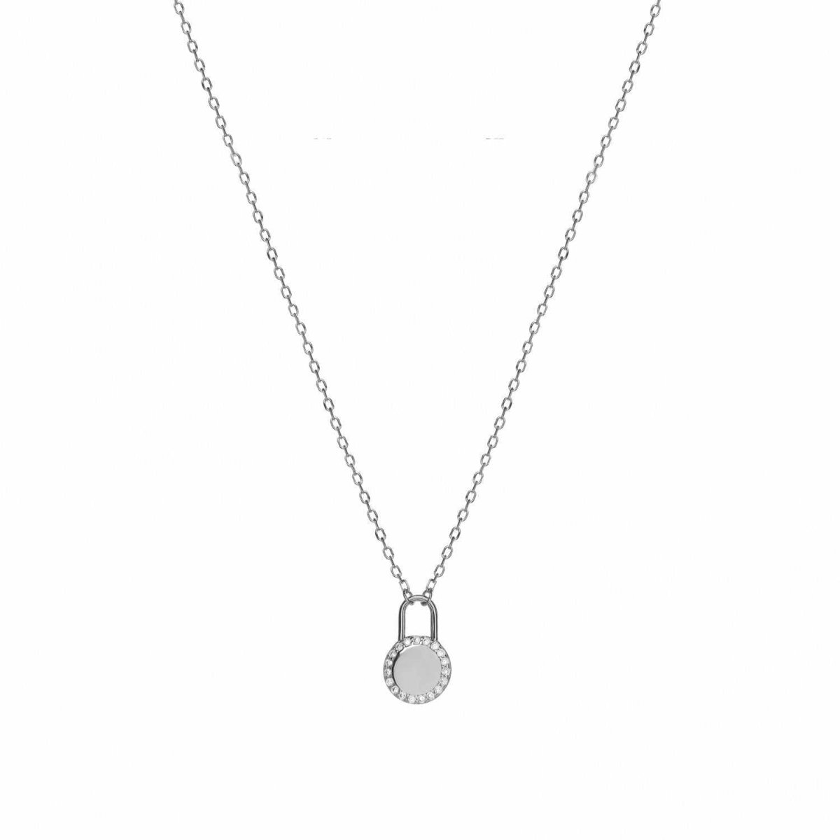 Collar · Colgantes pequeños de plata diseño candado redondo