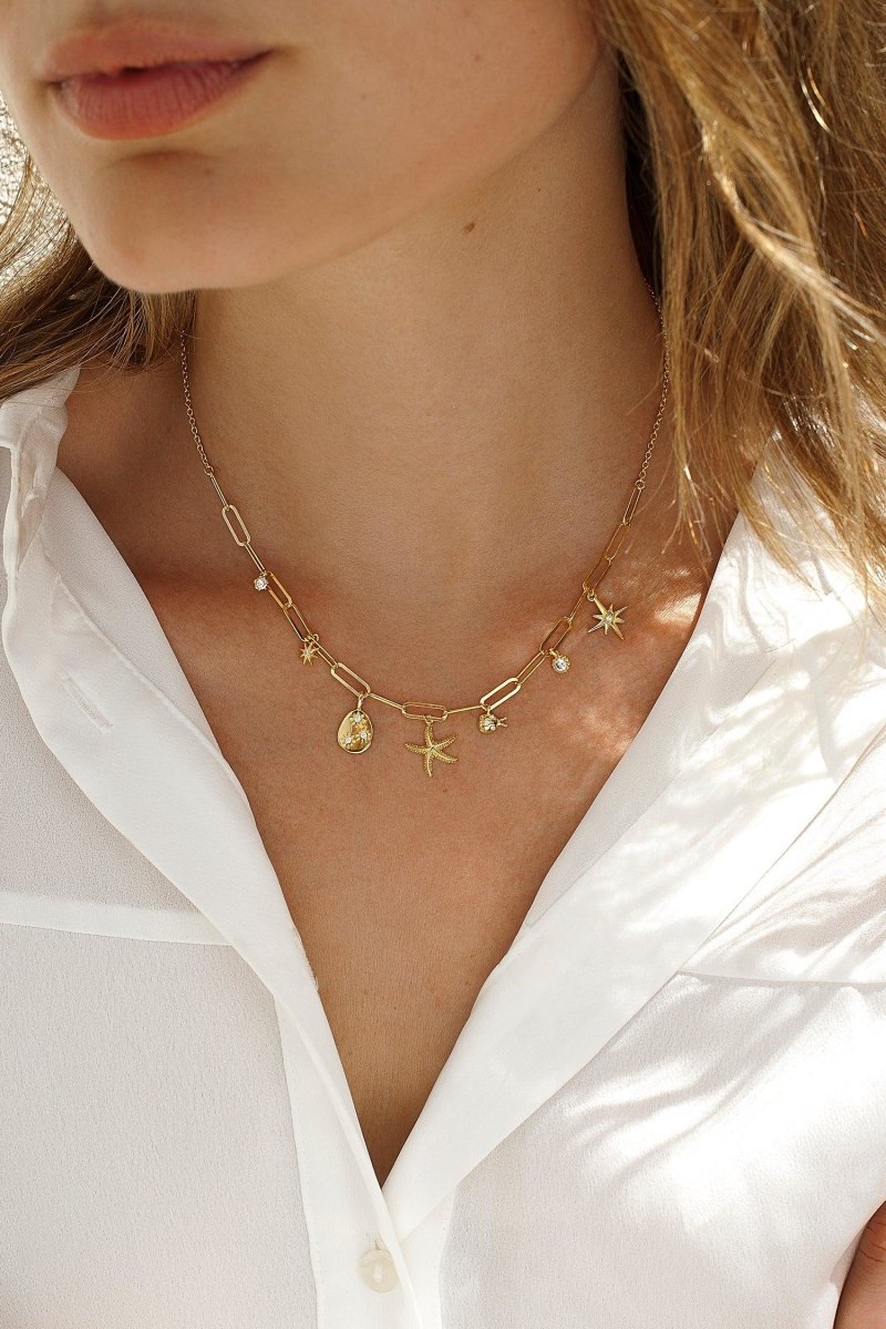 Collar · Collares con colgantes de plata diseño estrella y cadena paperclip