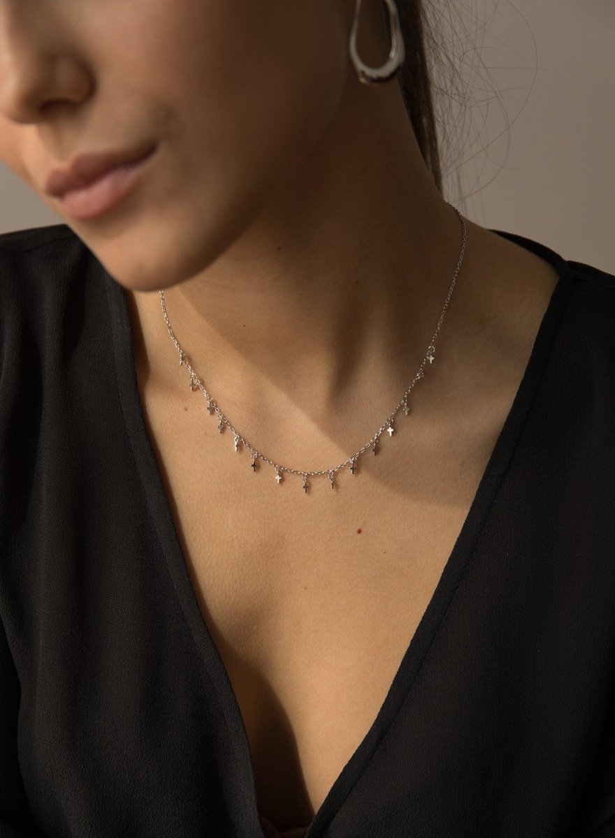 Collar · Collares con colgantes plata diseño mini cruces