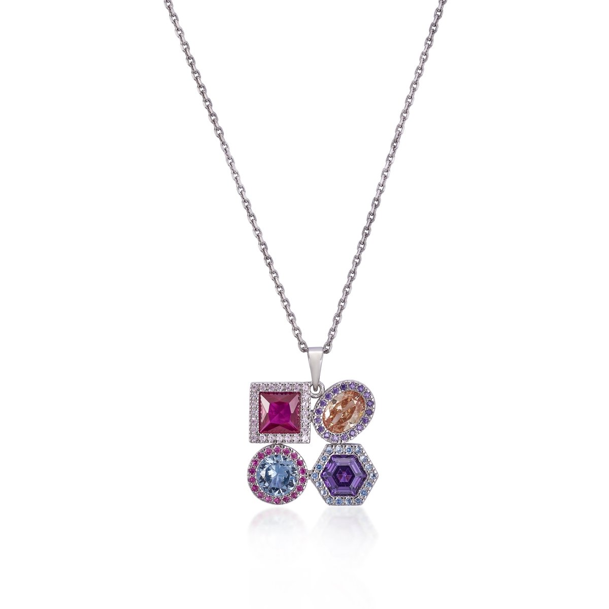 Necklace - Necklaces with anthracite charoite stones and zircons