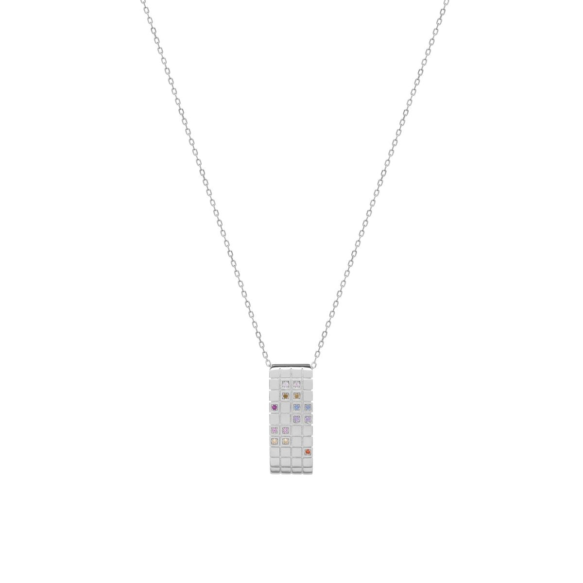 Collar · Collares con piedras de plata diseño rectangular multicolor