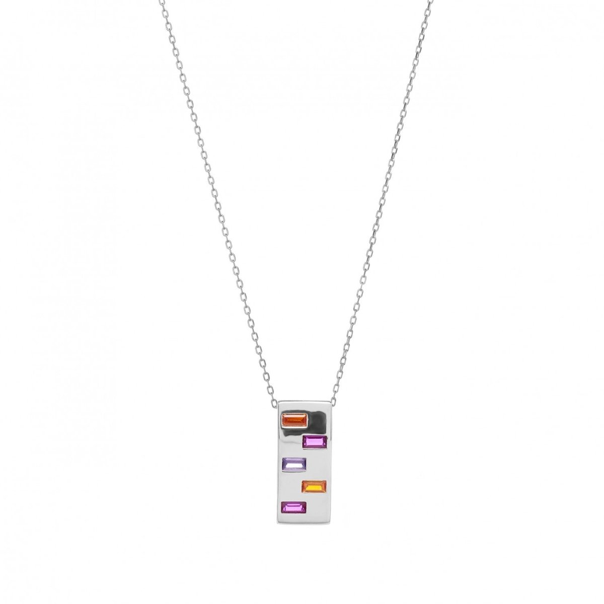 Necklace - Necklaces with stones rectangular design in shining tones