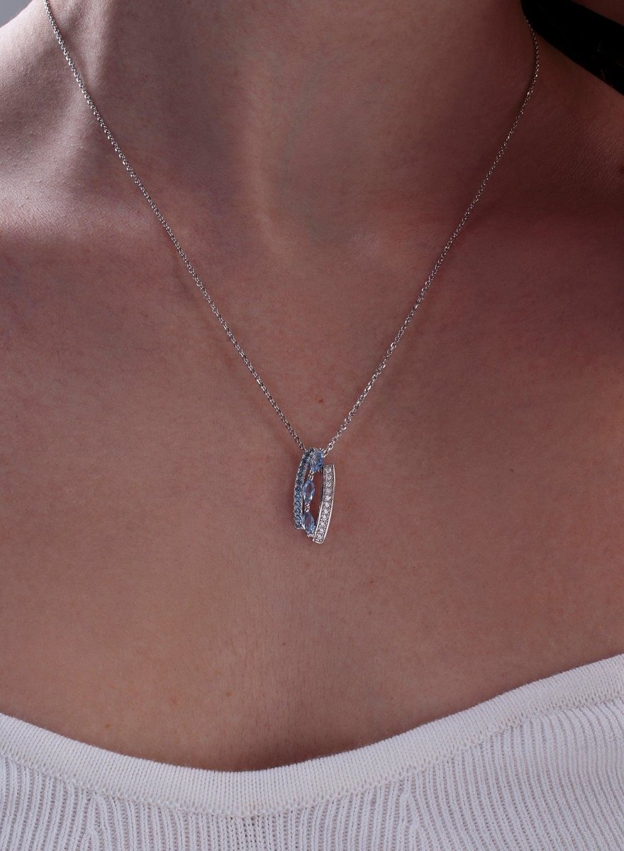 Collar · Collares con piedras en plata diseño aquamarine y circonitas