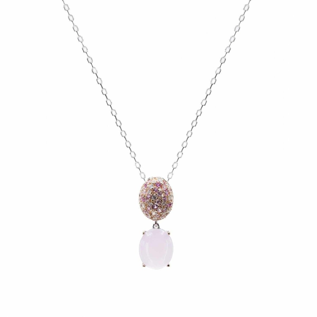 Collar · Collares con piedras plata diseño óvalo móvil en rosa