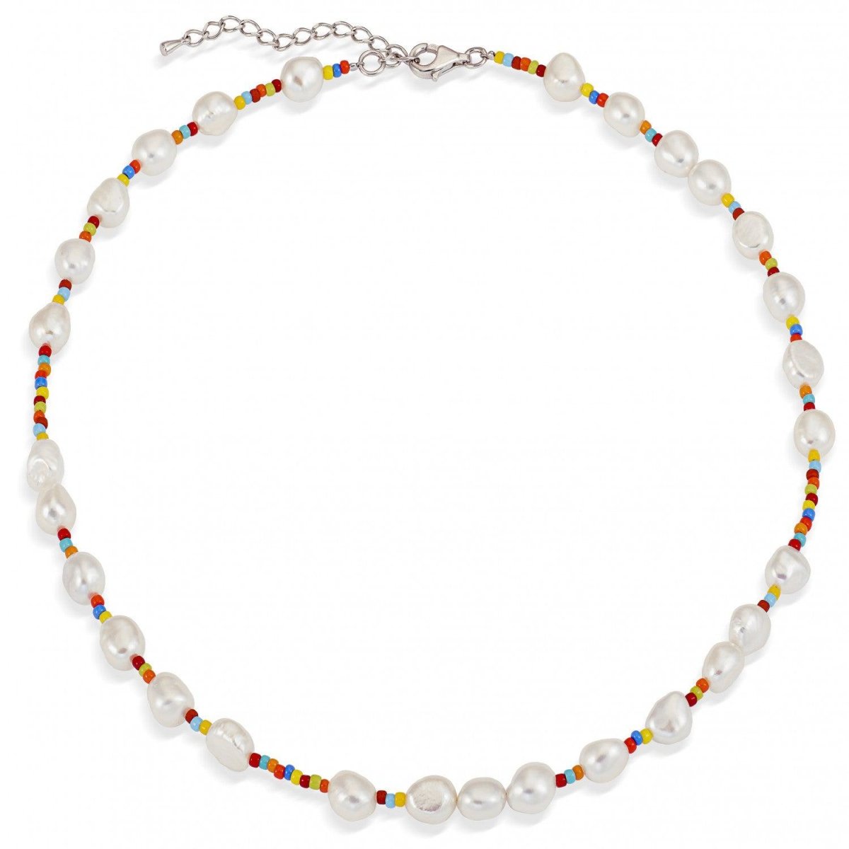 Collar · Collares cortos de plata diseño multicolor con perla
