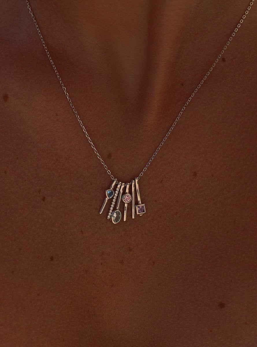 Necklace - Silver necklaces design 6 rails pendant necklaces