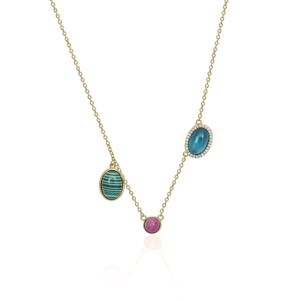 Collar · Collares con colgantes diseño de tres gemas multicolores