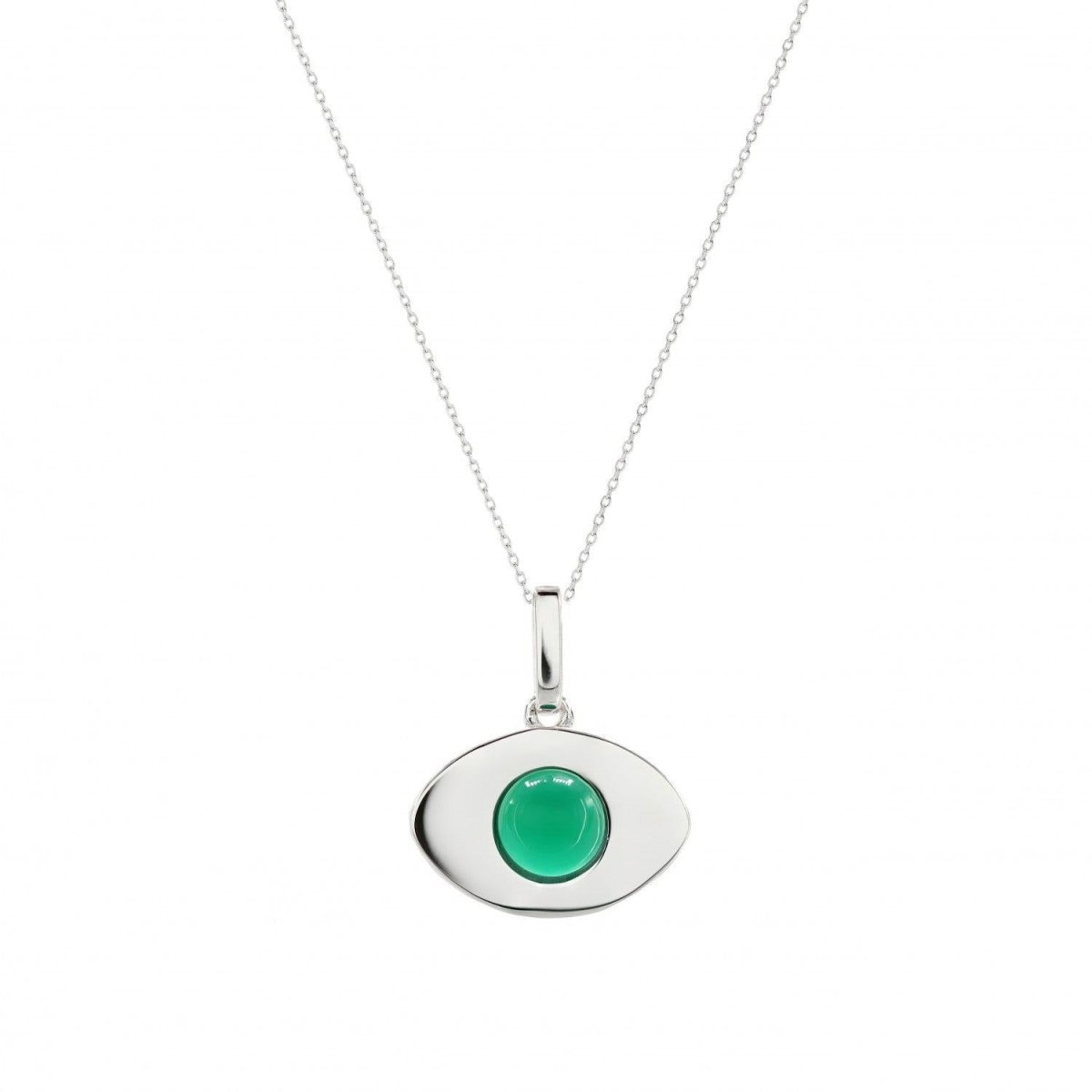 Collar · Collares de plata diseño ojo en tono ágate verde