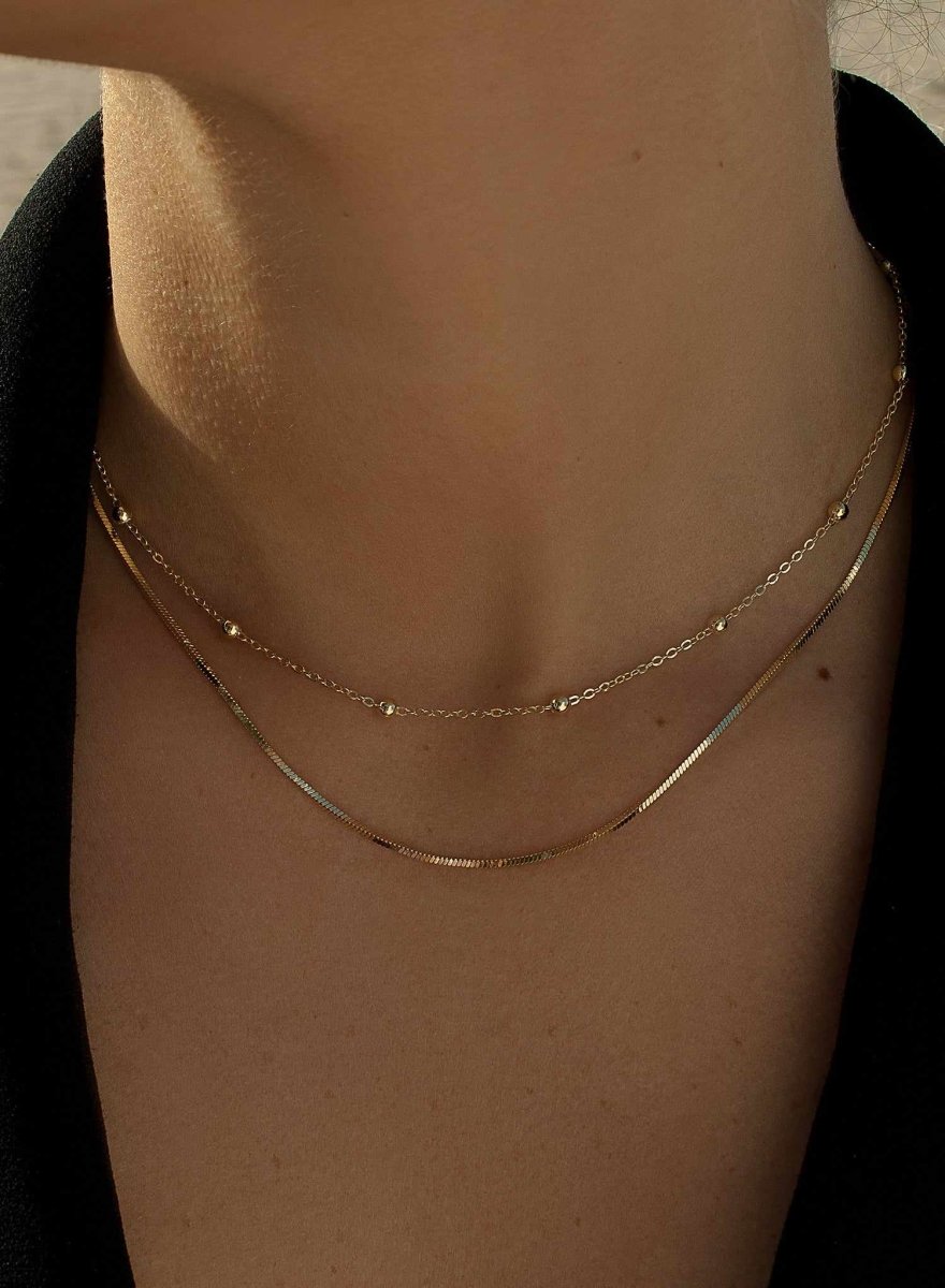 Collar · Collares dobles de plata baño en oro diseño cadena