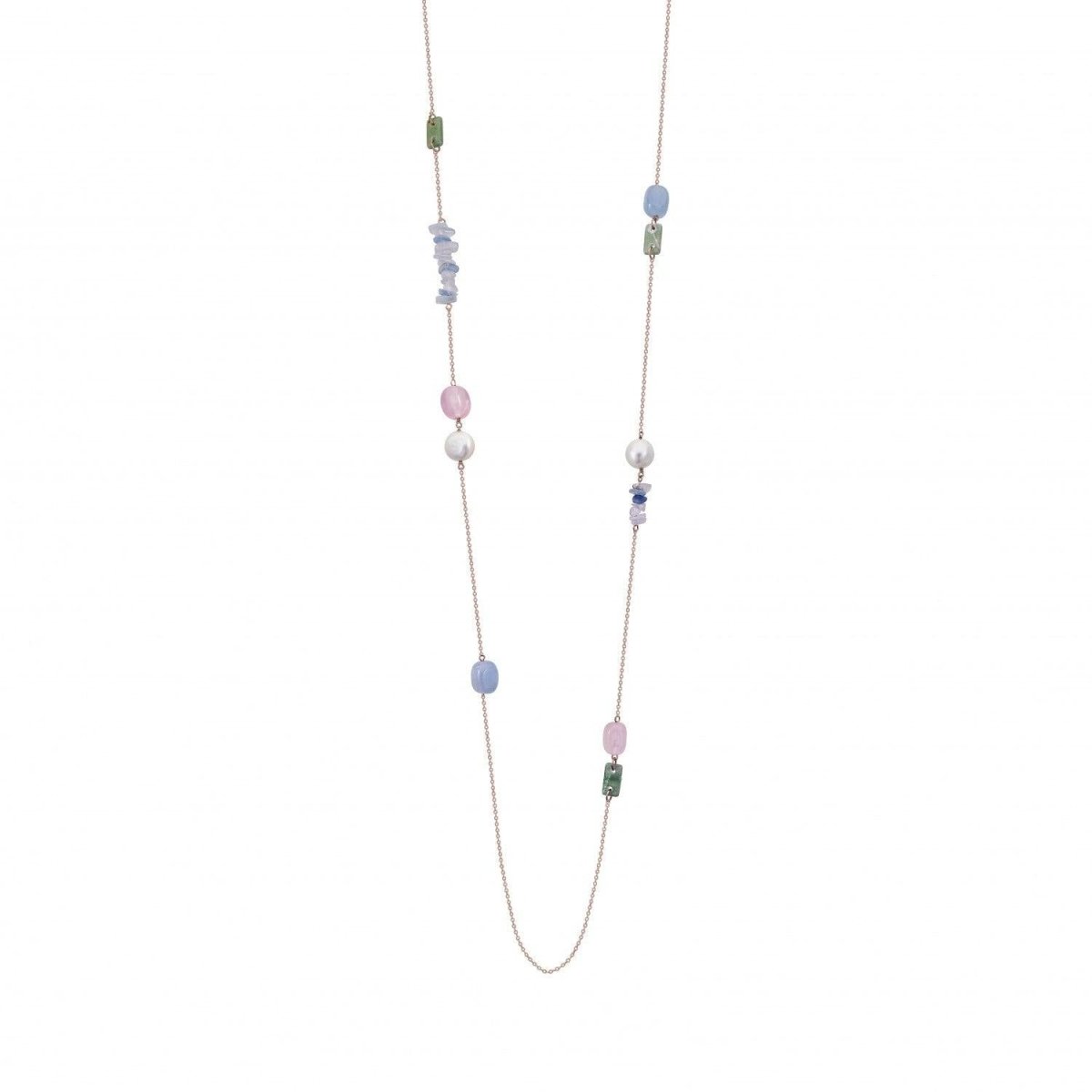 Collar · Collares largos diseño de gemas de colores con perlas