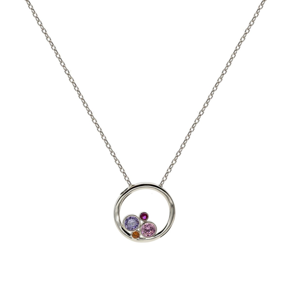 Collares plata originales diseño circular con gemas de colores - LINEARGENT