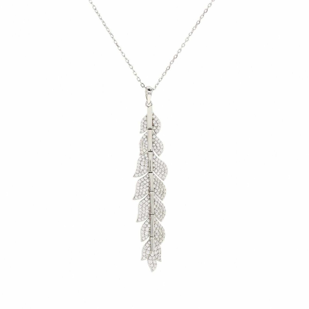 Necklaces - Original silver necklaces leaf design with zircons