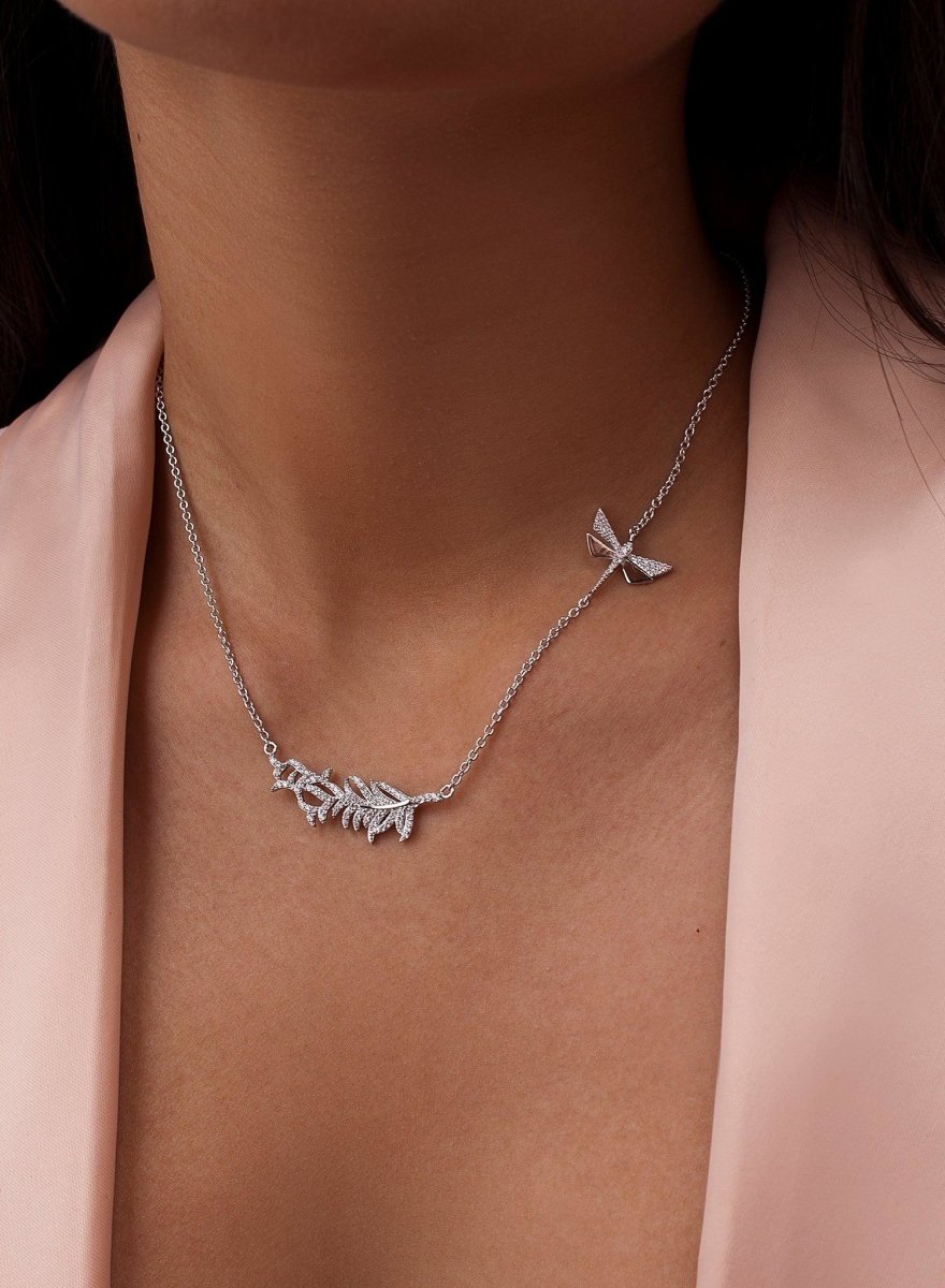 Collar · Collares plata originales diseño rama y libélula