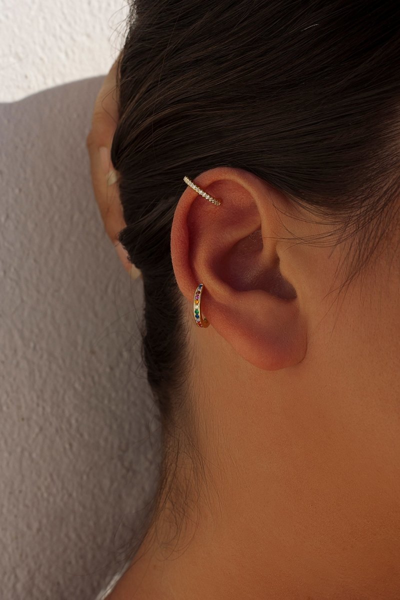 Pendiente · Ear cuff de plata modelo multicolor