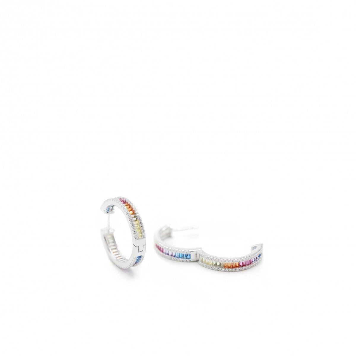 Pendiente · Pendientes aro con circonitas diseño rainbow