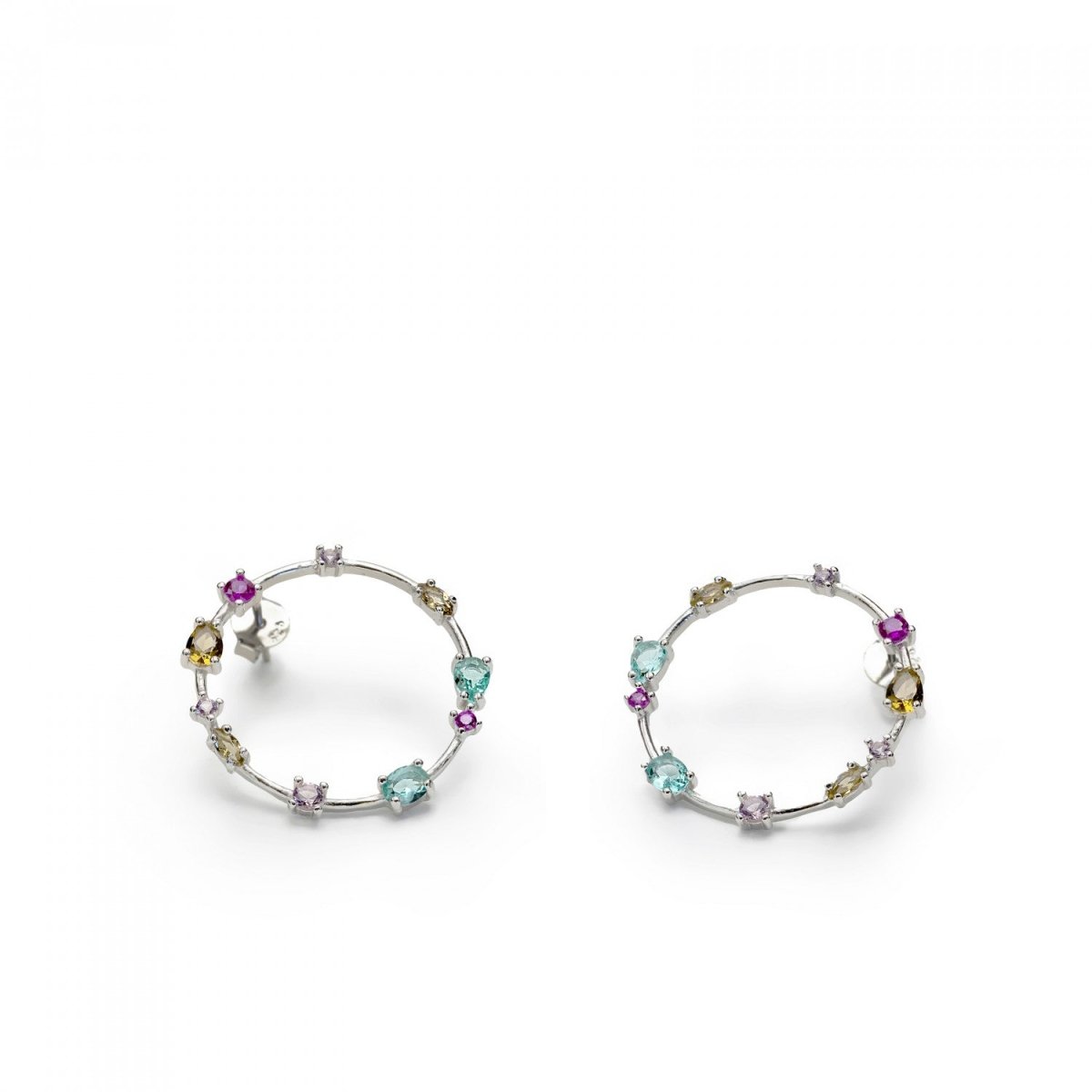 Earrings - Hoop earrings with adamantine quartz in bright tones