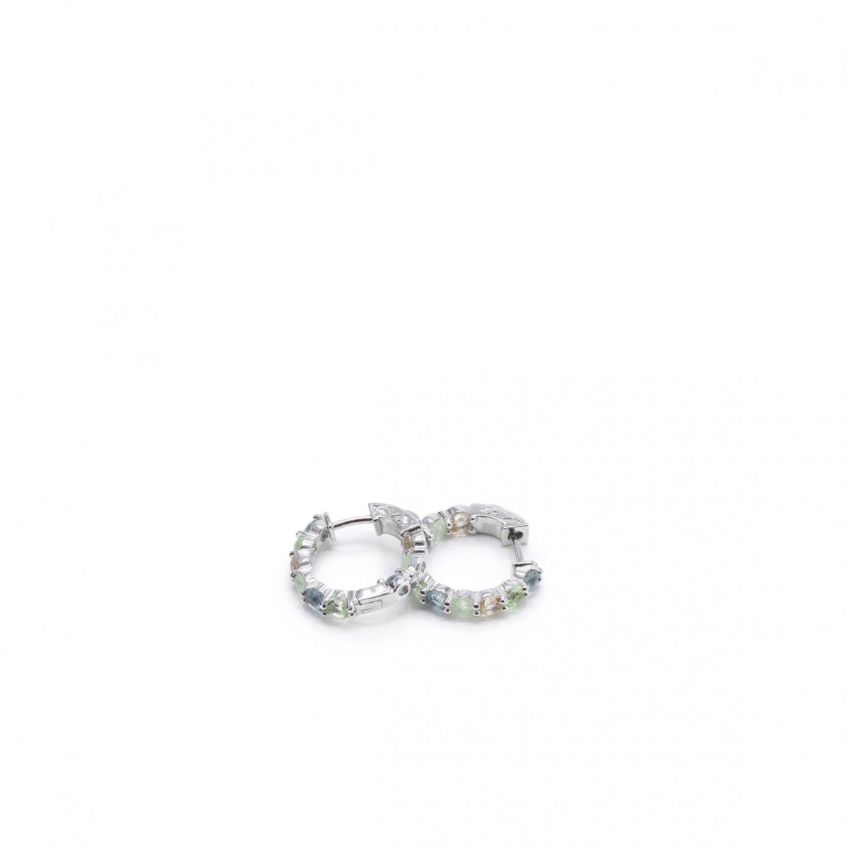 Earrings - Small hoop earrings made of gemstones in warm tones