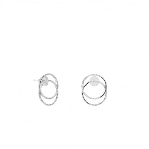 Pendiente · Pendientes aro de plata diseño doble con circonitas