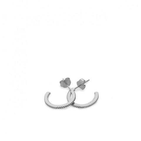 Pendiente · Pendientes aro de plata mini engaste circonitas blancas modelo pequeño