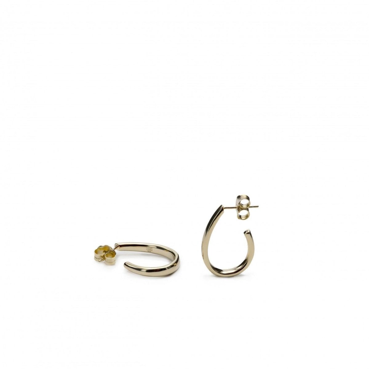 Pendiente · Pendientes aros pequeños diseño semiabierto redondo y plata bañada en oro