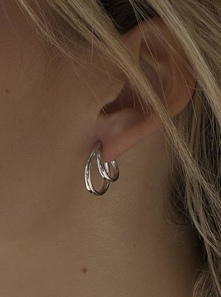 Earrings - Original silver hoop earrings with double design