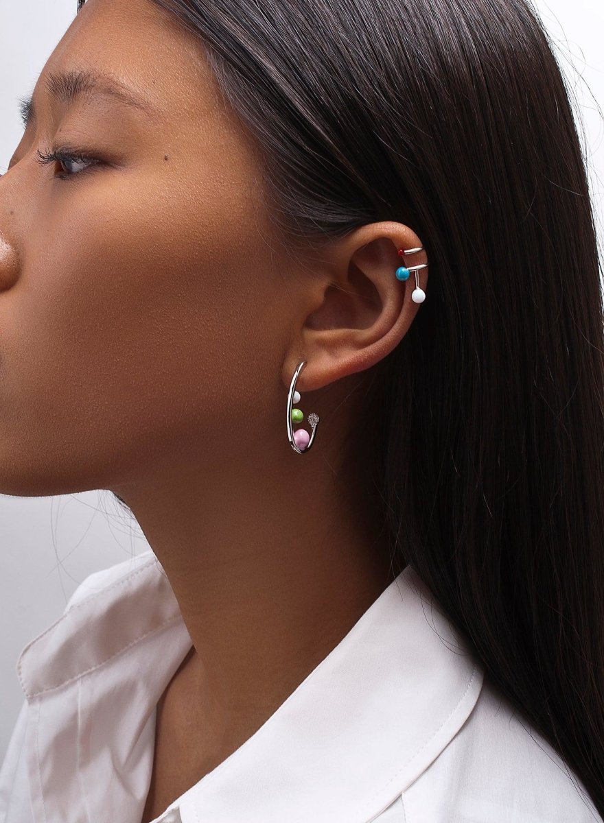 Earrings - Original hoop earrings with enamel and zirconia details