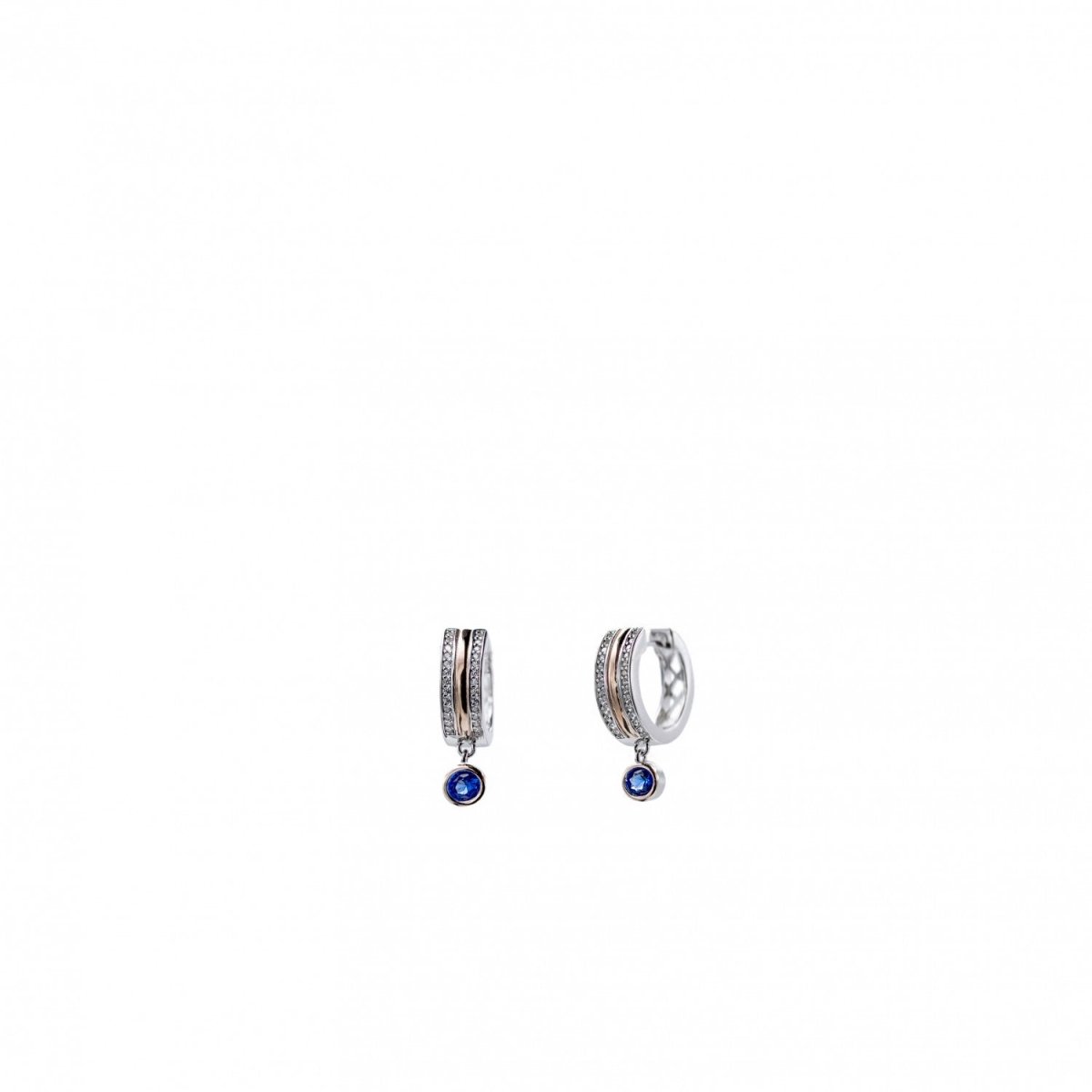 Pendiente · Pendientes aros pequeños diseño de charm azul y circonitas