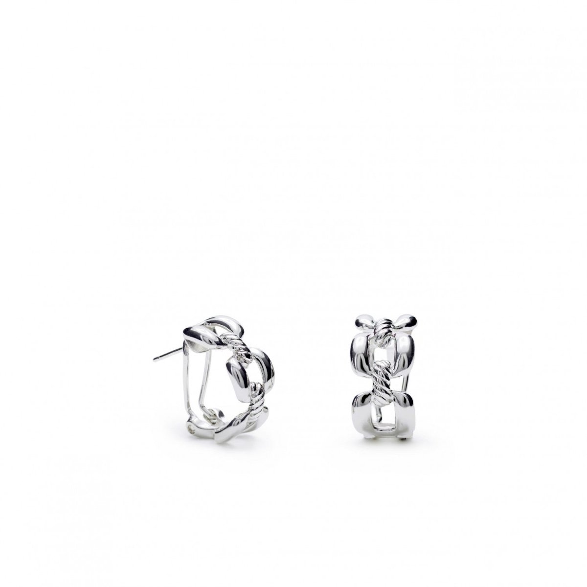 Earrings - Omega clasp semi-open chain design earrings