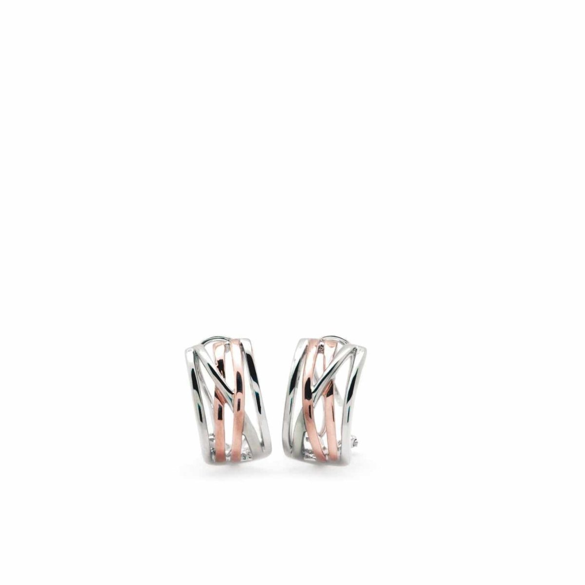 Earrings - Bicolor silver and vermeil silver intertwined design earrings