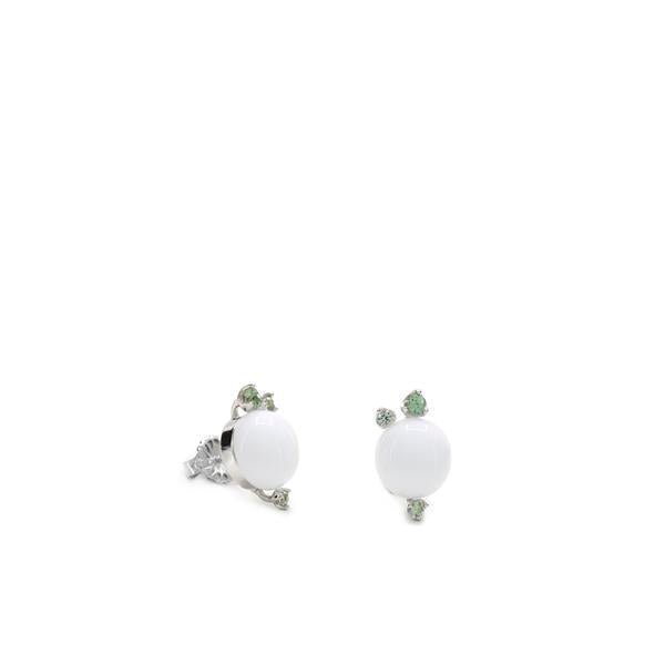 Bubble button earrings with green gems - LINEARGENT