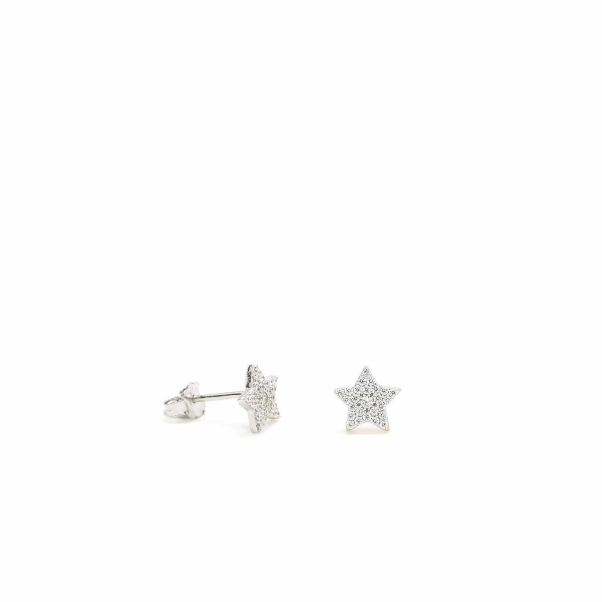 Earrings - Small shiny earrings with star motif and zircons