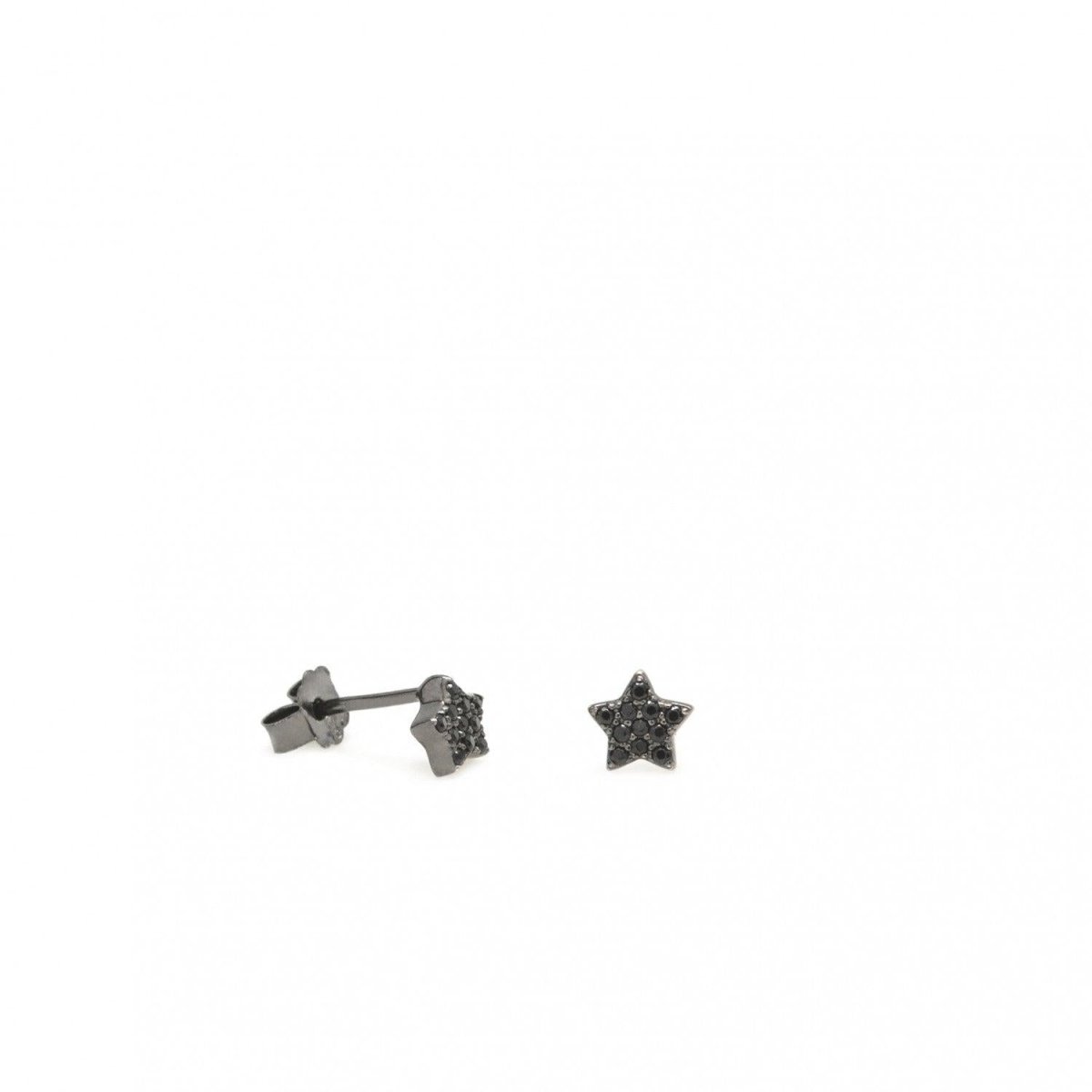 Pendiente · Pendientes brillantes pequeños bañados en rutenio motivo mini estrella