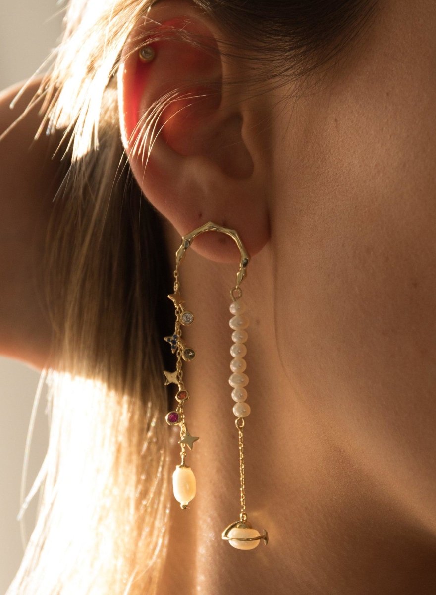 Pendiente · Pendientes con colgantes de perla y circonitas