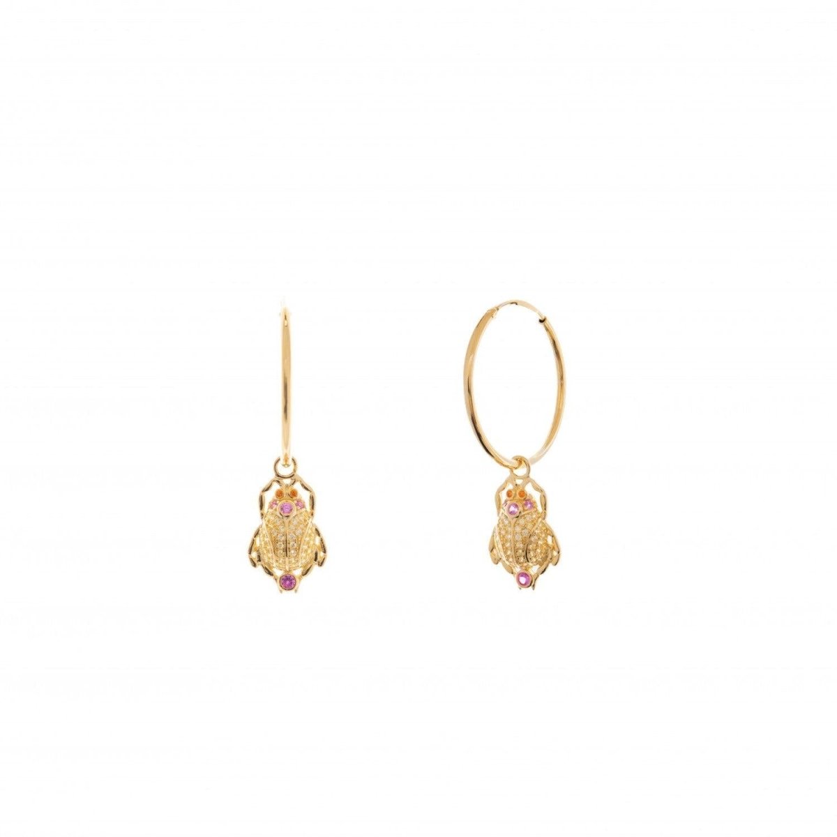 Earrings - Hoop earrings with beetle design hoop style pendants