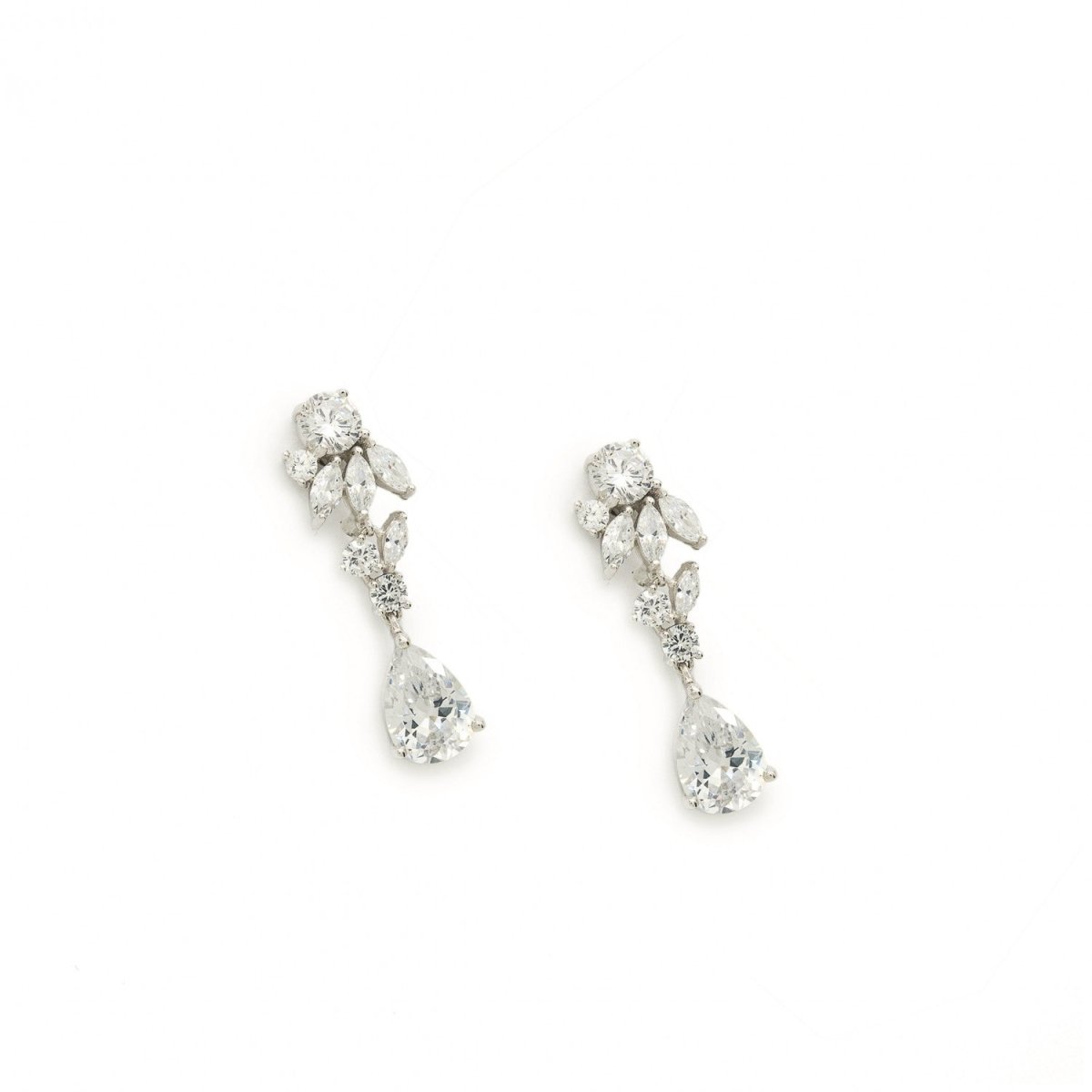 Small bridal earrings floral design with zircons - LINEARGENT