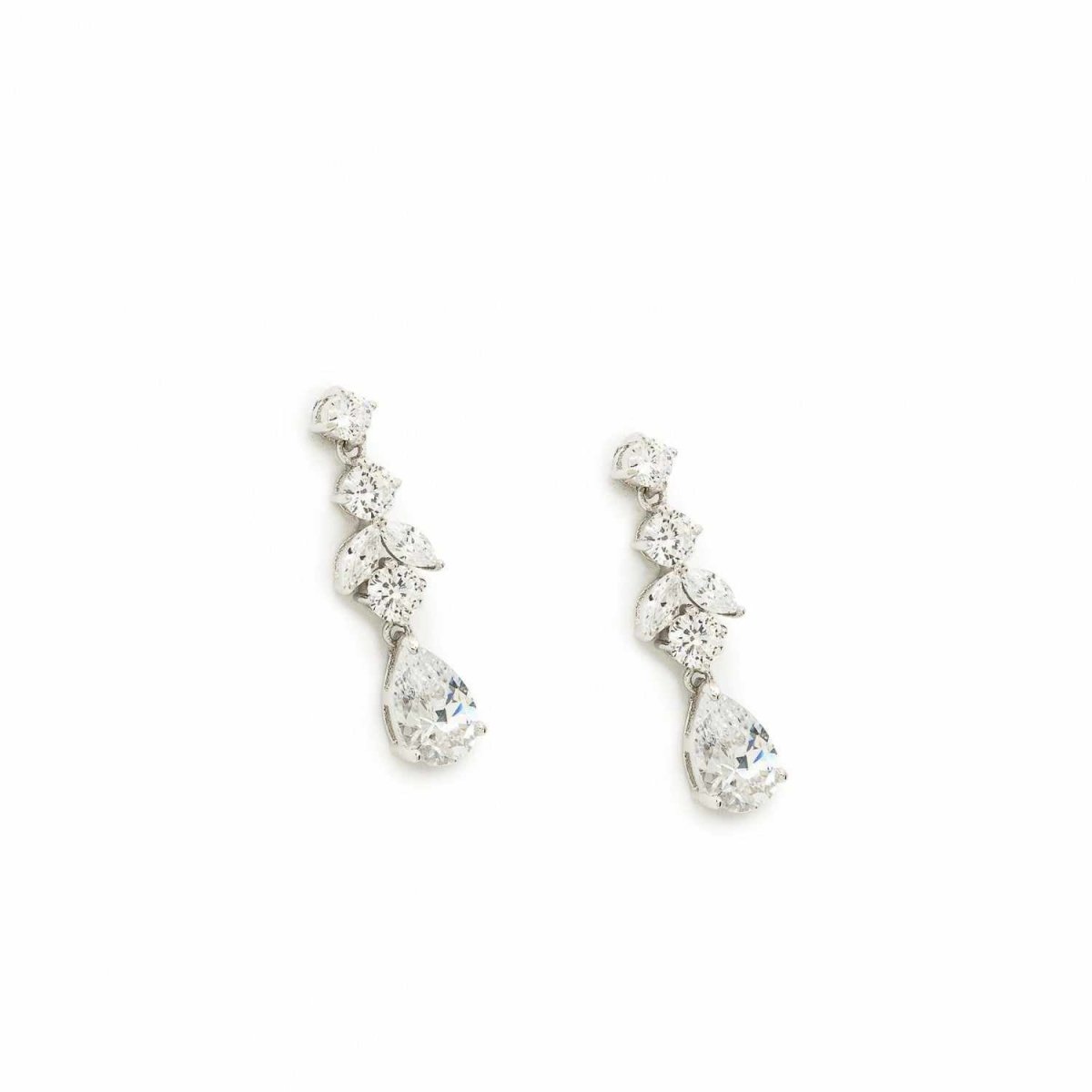 Earrings - Bridal earrings silver and zircons floral design