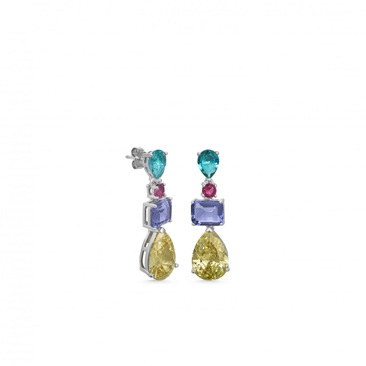 Earrings - Earrings with colored stones pendant design in different sizes